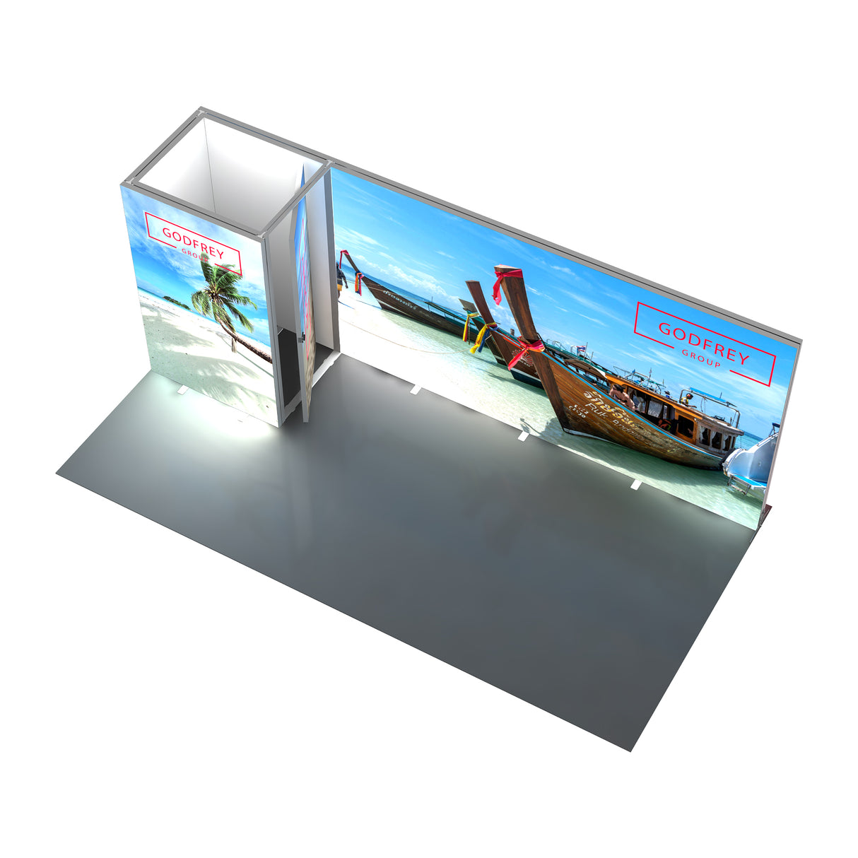 20' Backlit Display With One or Two Storage Closets - Godfrey Group