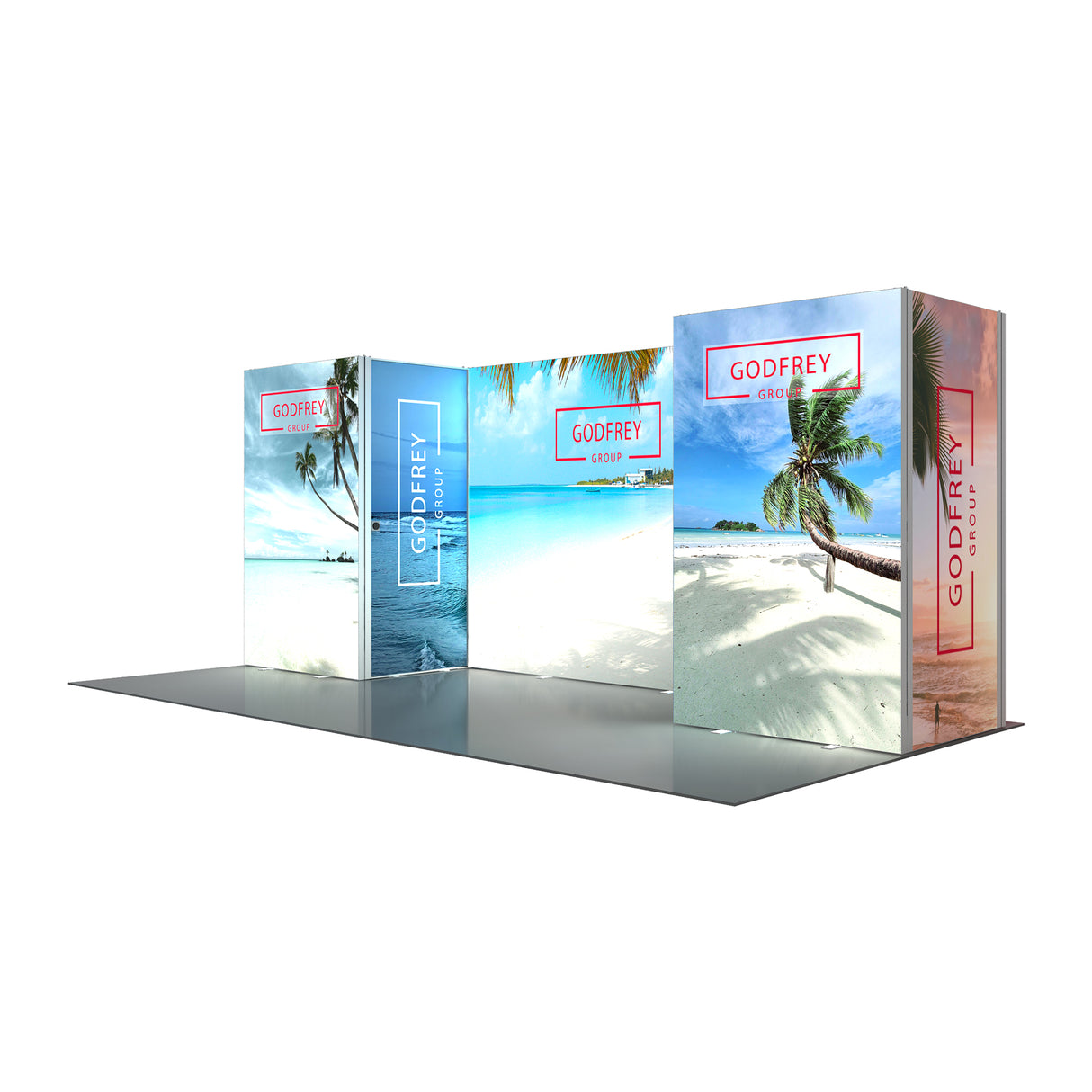 20' Backlit Display With One or Two Storage Closets - Godfrey Group