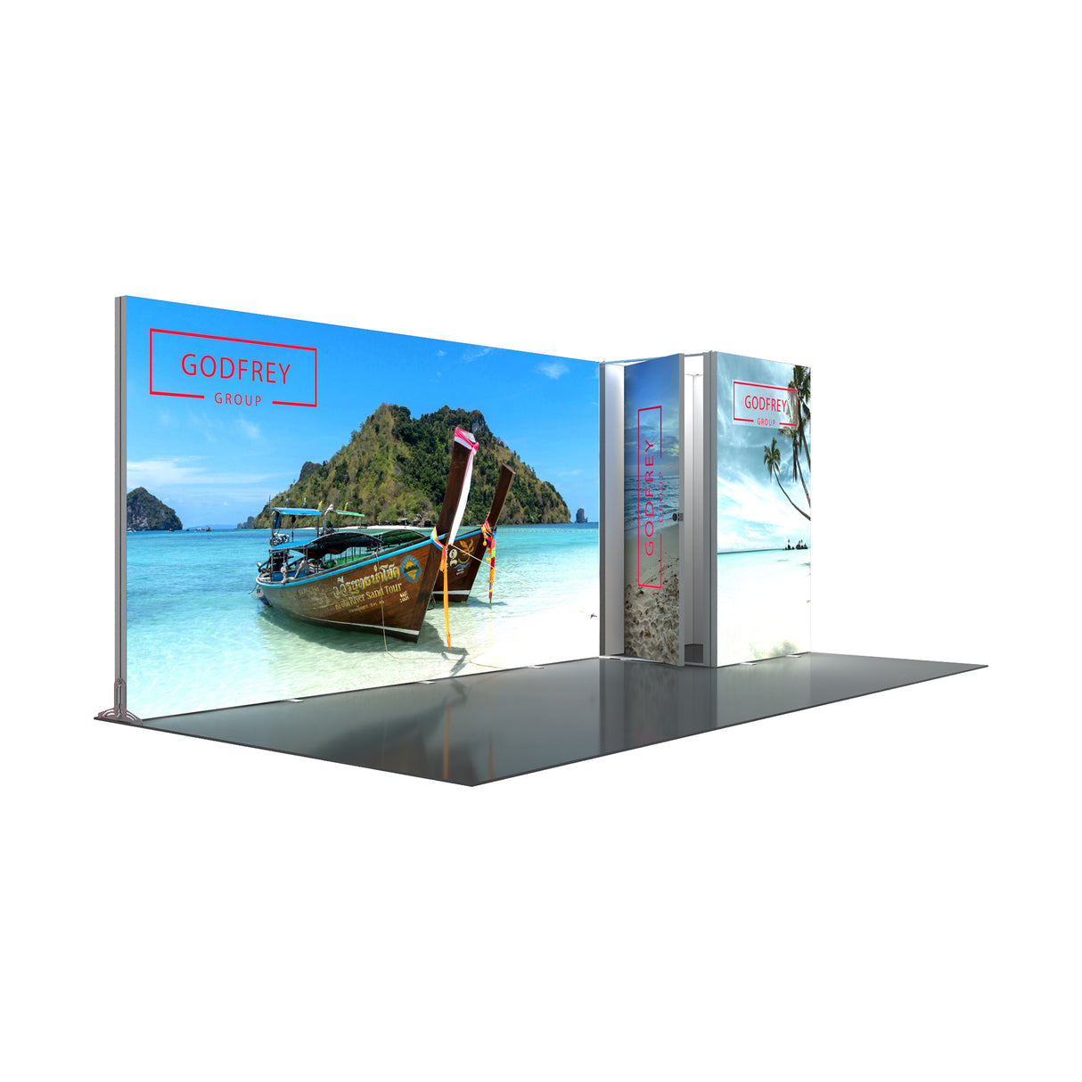 20' Backlit Display With One or Two Storage Closets - Godfrey Group