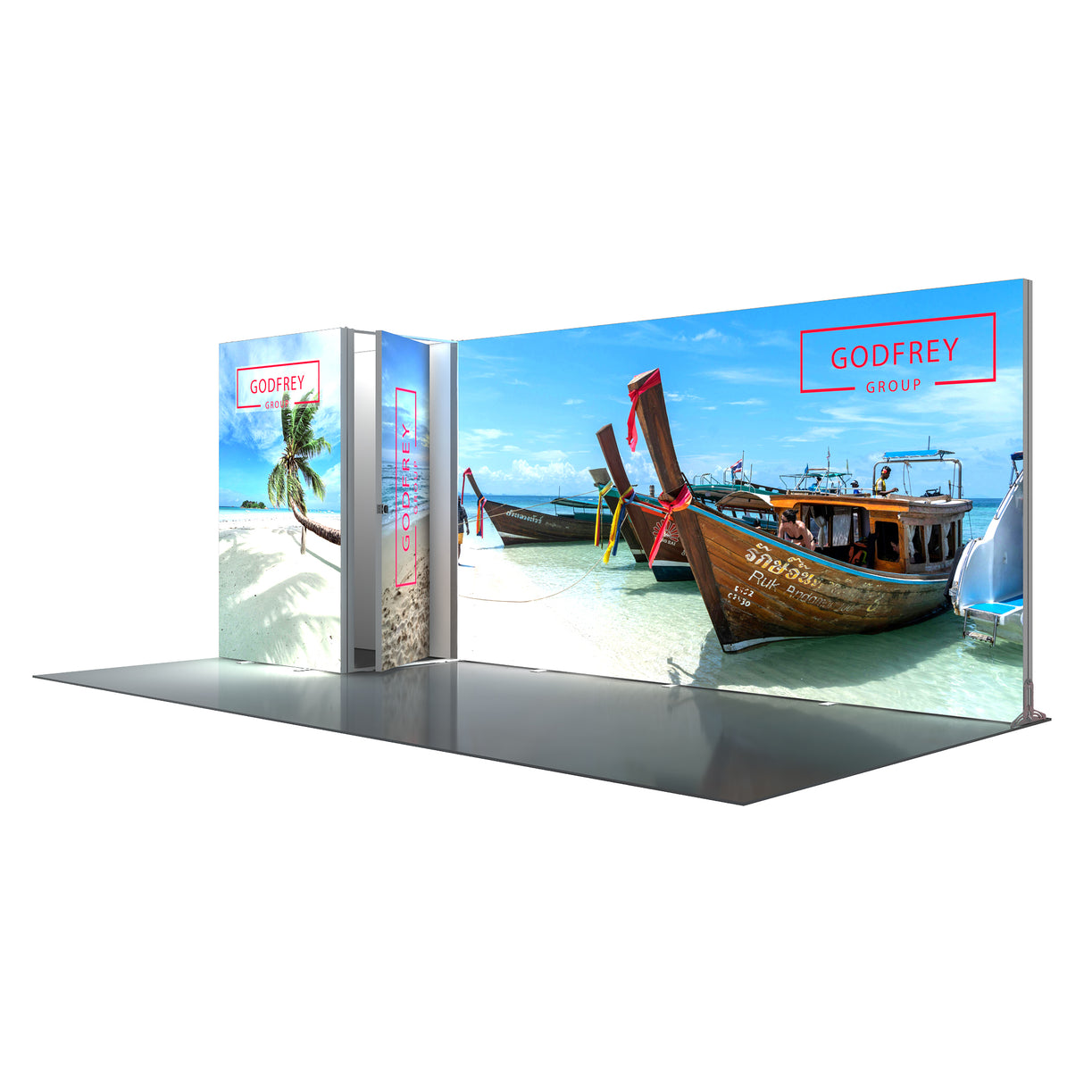 20' Backlit Display With One or Two Storage Closets - Godfrey Group