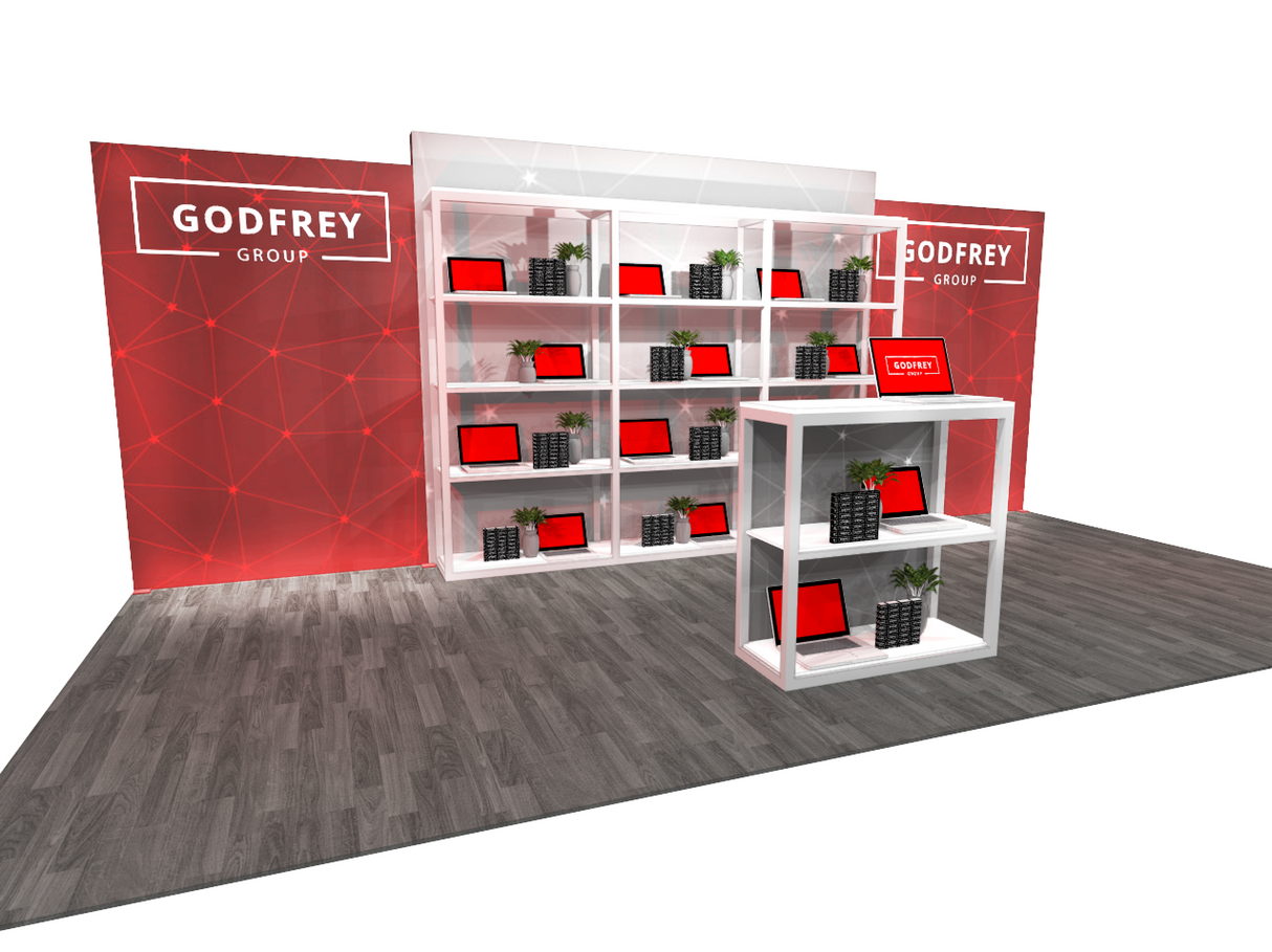 Shelf Display for 10'x20' Booth - Backlighting Optional