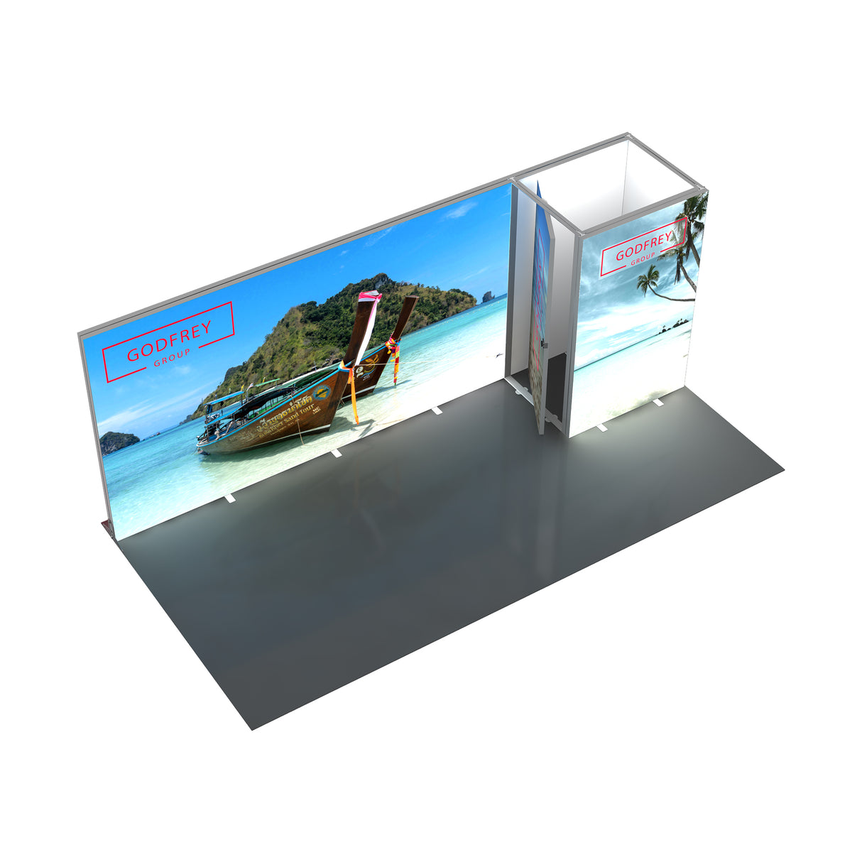 20' Backlit Display With One or Two Storage Closets - Godfrey Group