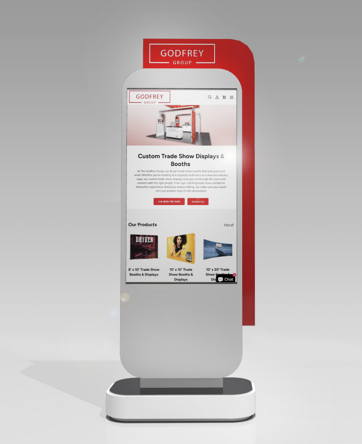 Video Kiosk 55" Monitor With Branded Header Panel - Portrait Orientation