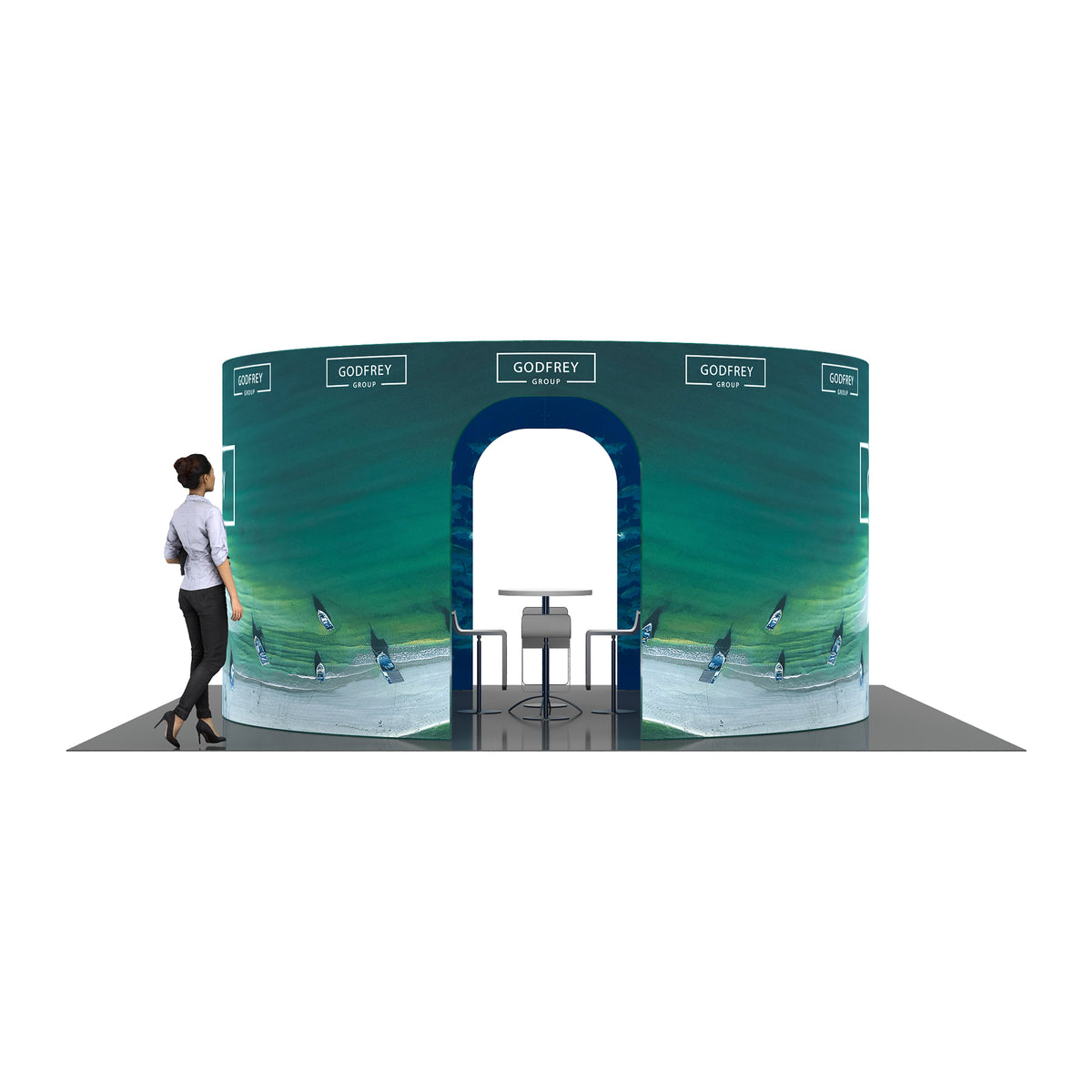 Room structure with printed fabric graphics