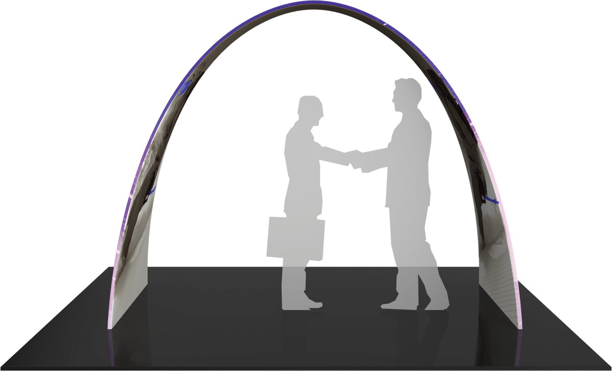 Arch with printed fabric graphics, approx. 10'w x 7.5'h