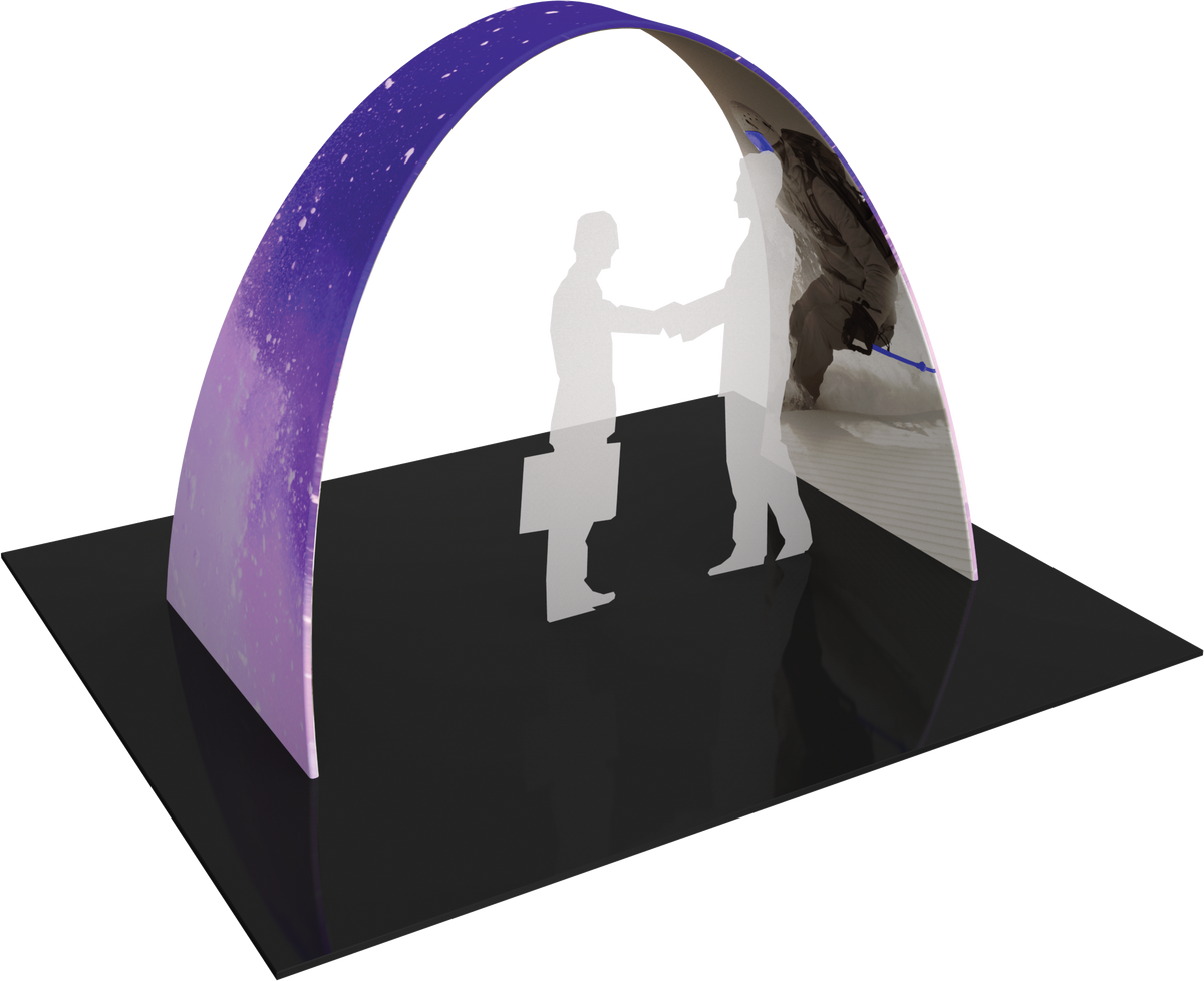 Arch with printed fabric graphics, approx. 10'w x 7.5'h