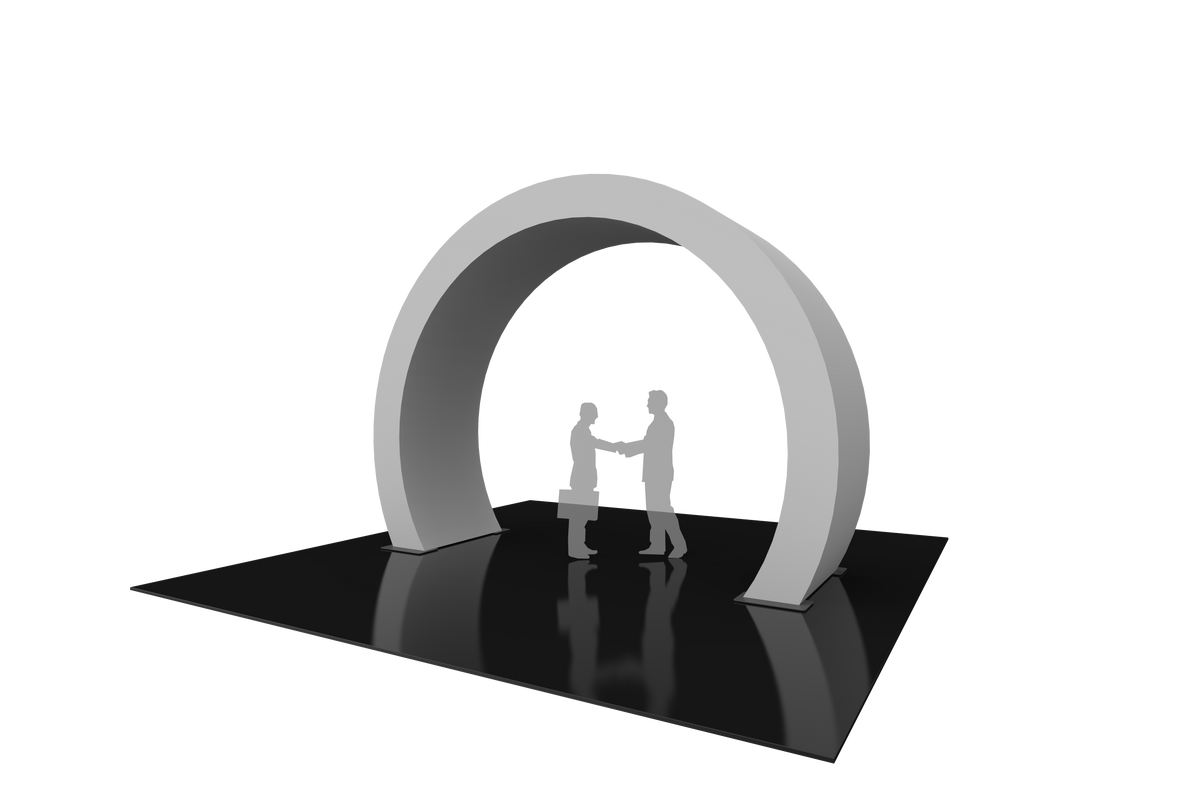 Arch with printed fabric graphics, 12.5'h x 24'w