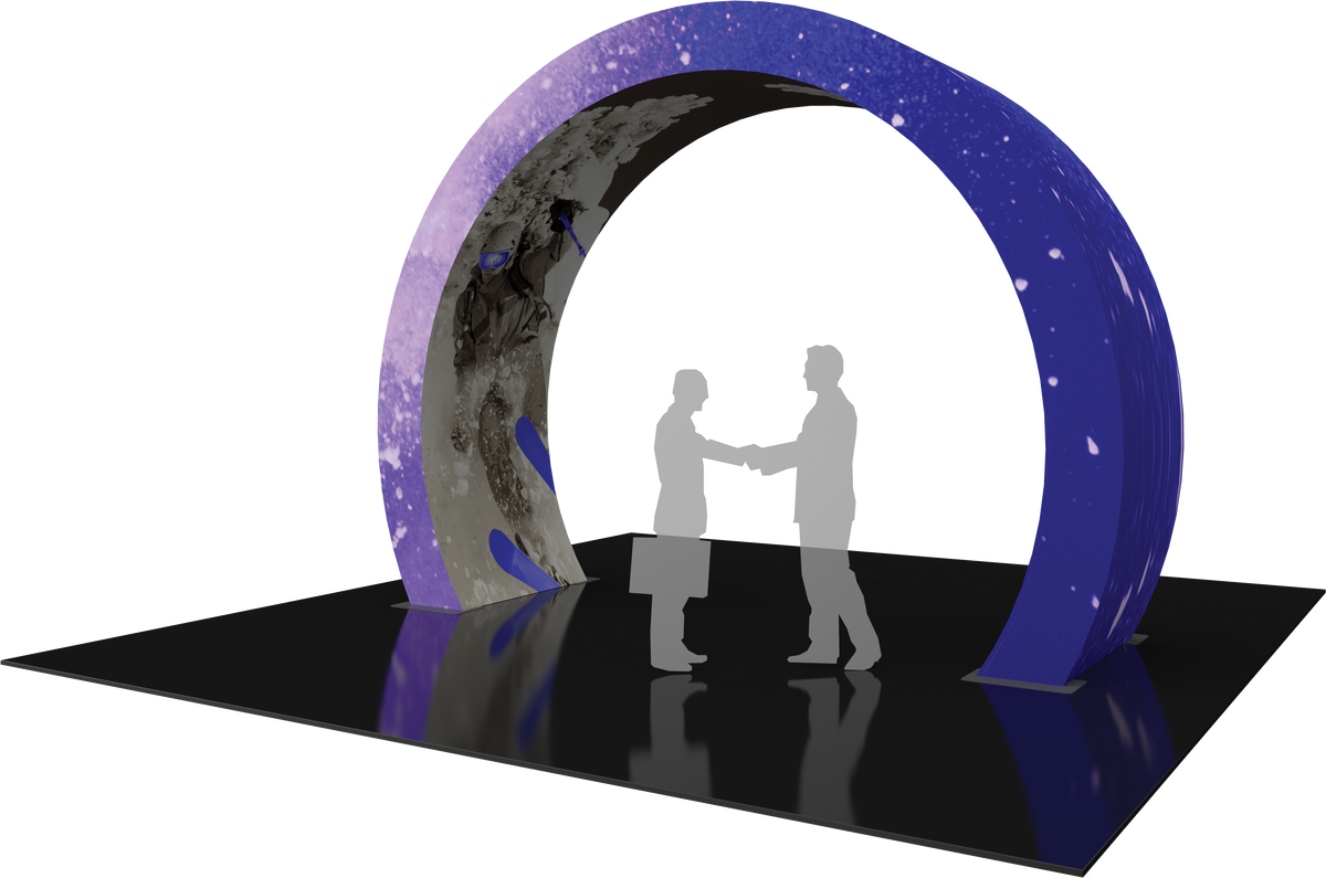 Arch with printed fabric graphics, 12.5'h x 24'w