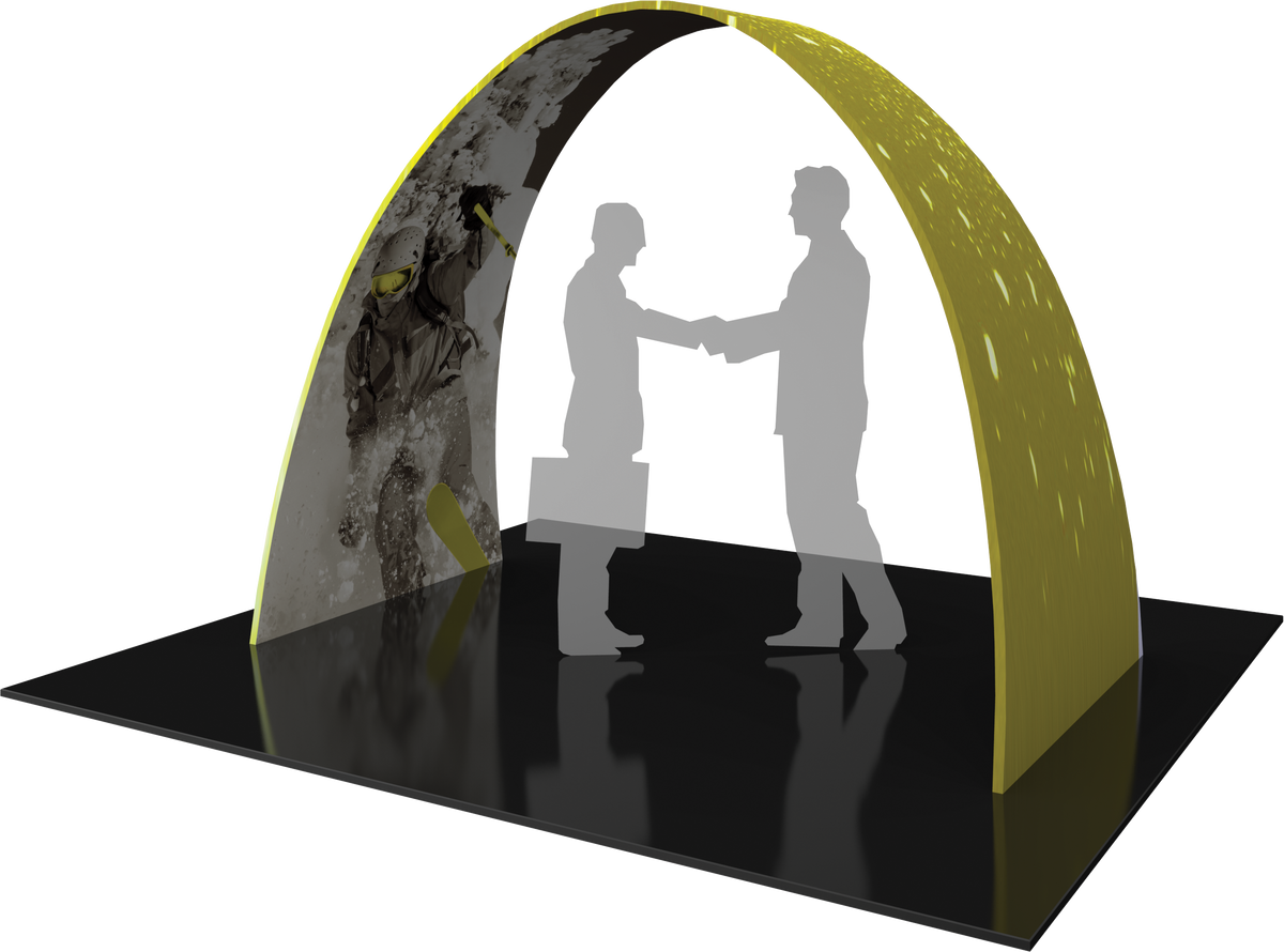 Arch with printed fabric graphics, 10'w x 7.5'h