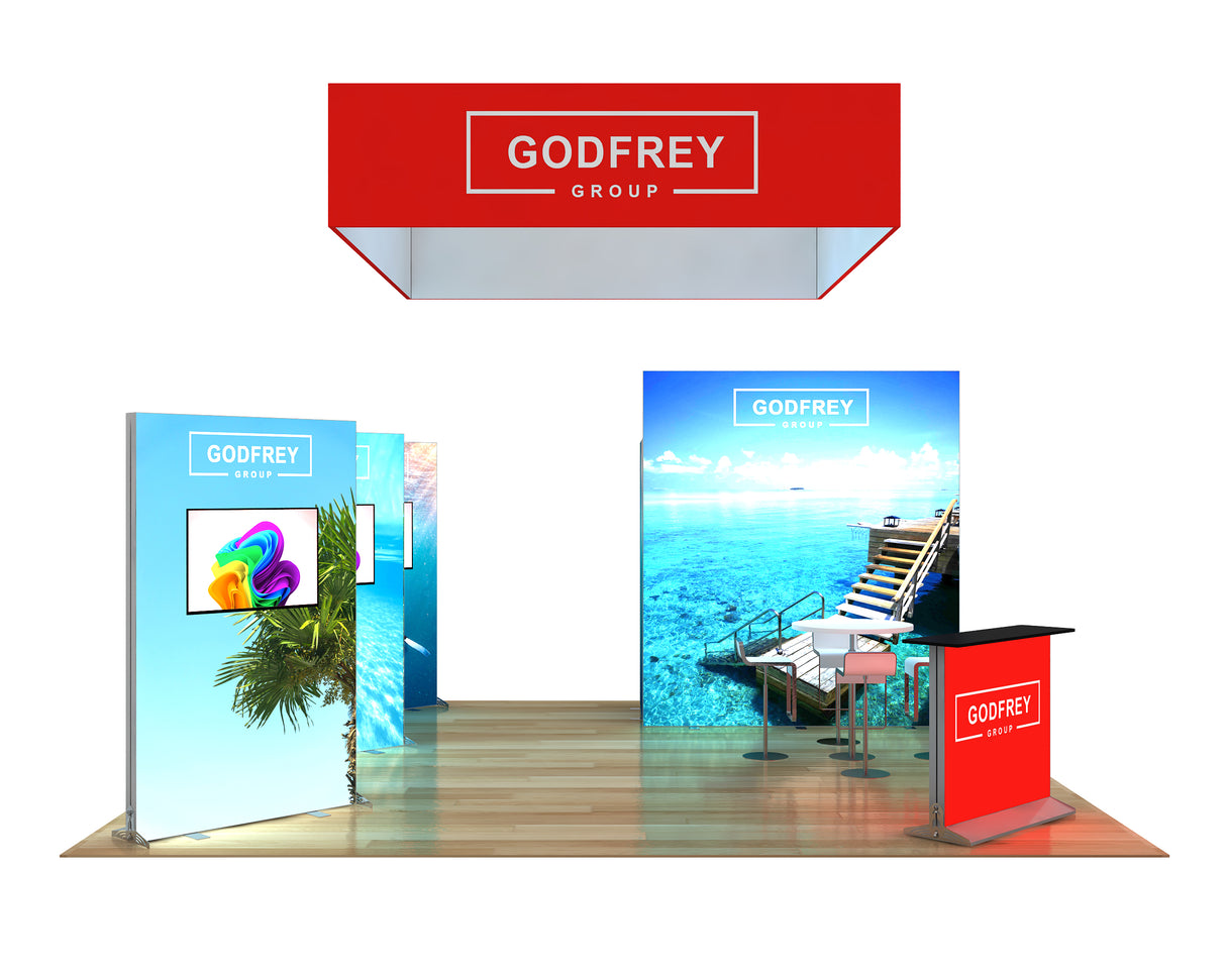 20 x 20 Backlit Exhibit With Storage Closet & Three Freestanding Light Boxes