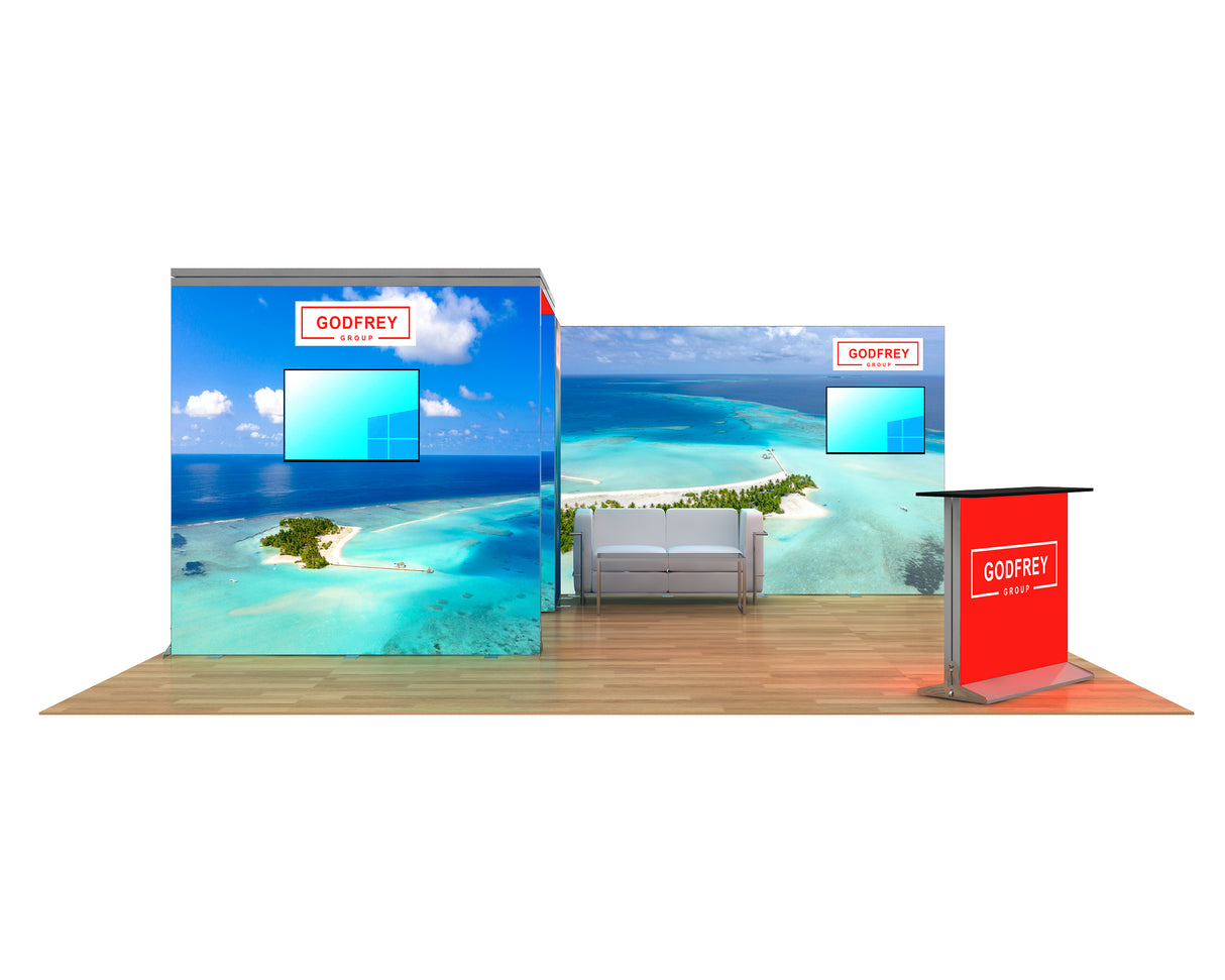 20 x 20 Backlit Exhibit With Storage Closet And Canopy