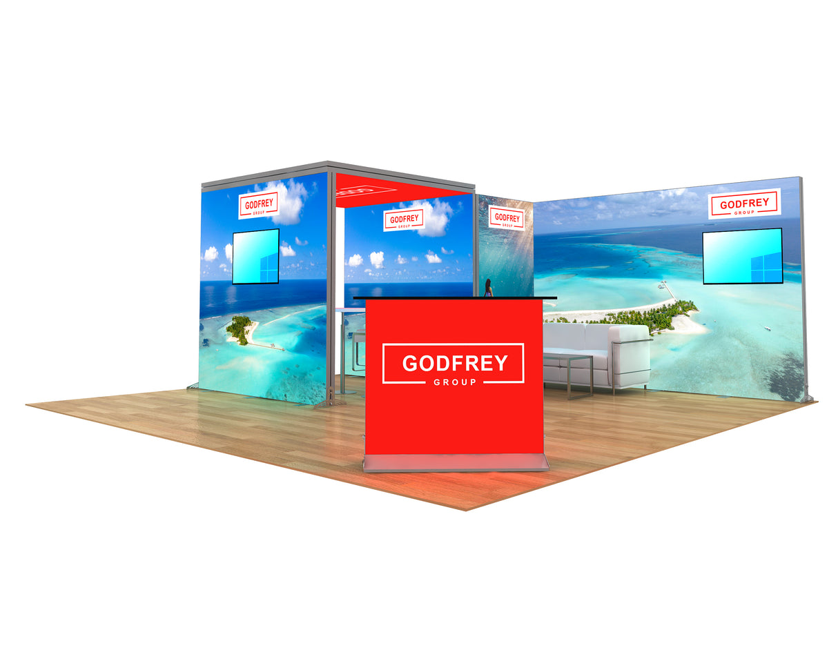 20 x 20 Backlit Exhibit With Storage Closet And Canopy