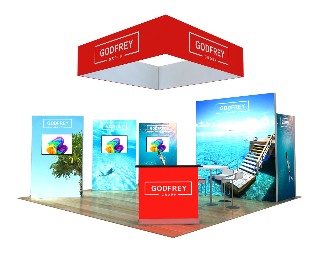 20 x 20 Backlit Exhibit With Storage Closet & Three Freestanding Light Boxes