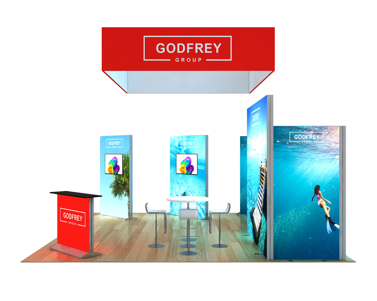 20 x 20 Backlit Exhibit With Storage Closet & Three Freestanding Light Boxes