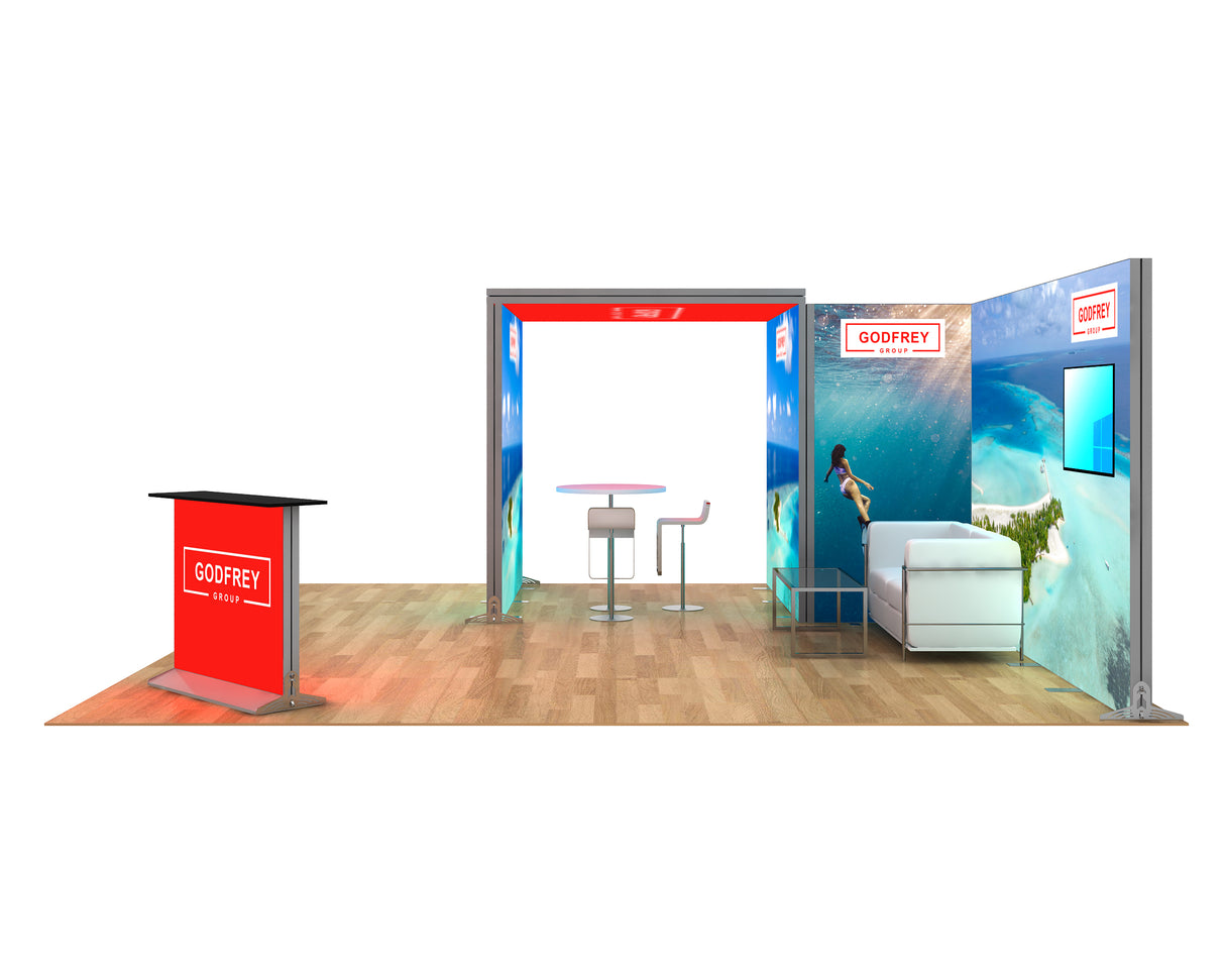 20 x 20 Backlit Exhibit With Storage Closet And Canopy