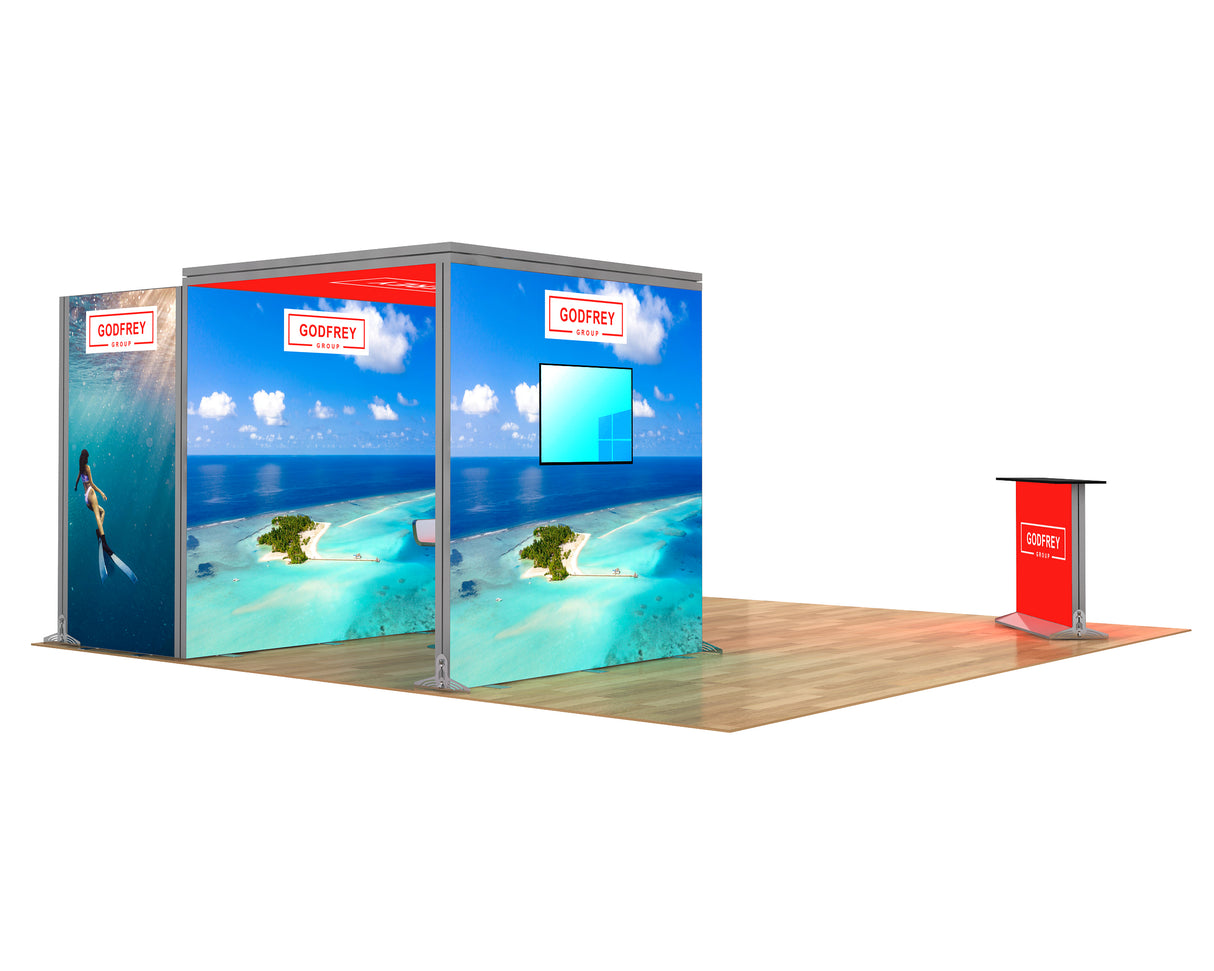 20 x 20 Backlit Exhibit With Storage Closet And Canopy