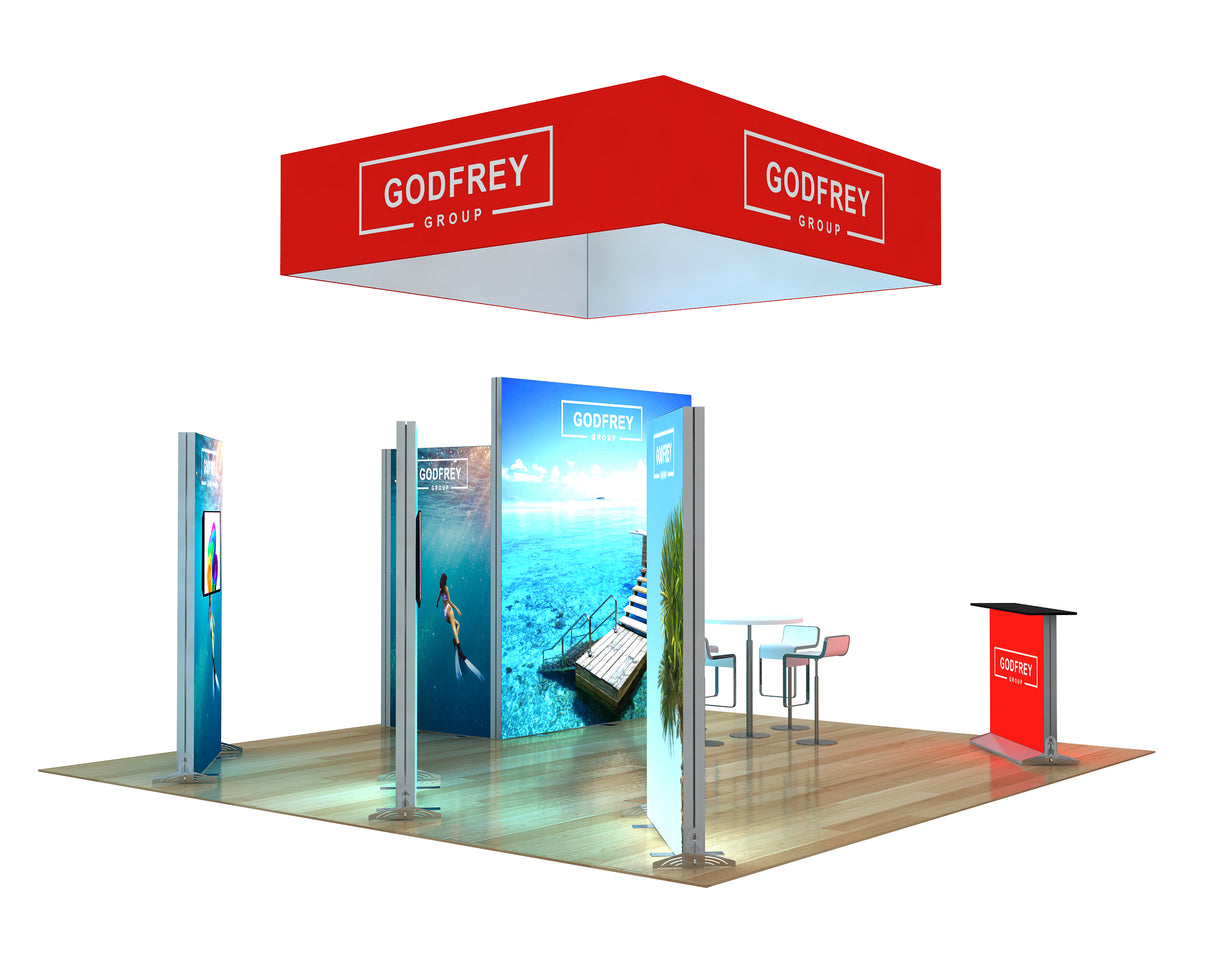 20 x 20 Backlit Exhibit With Storage Closet & Three Freestanding Light Boxes
