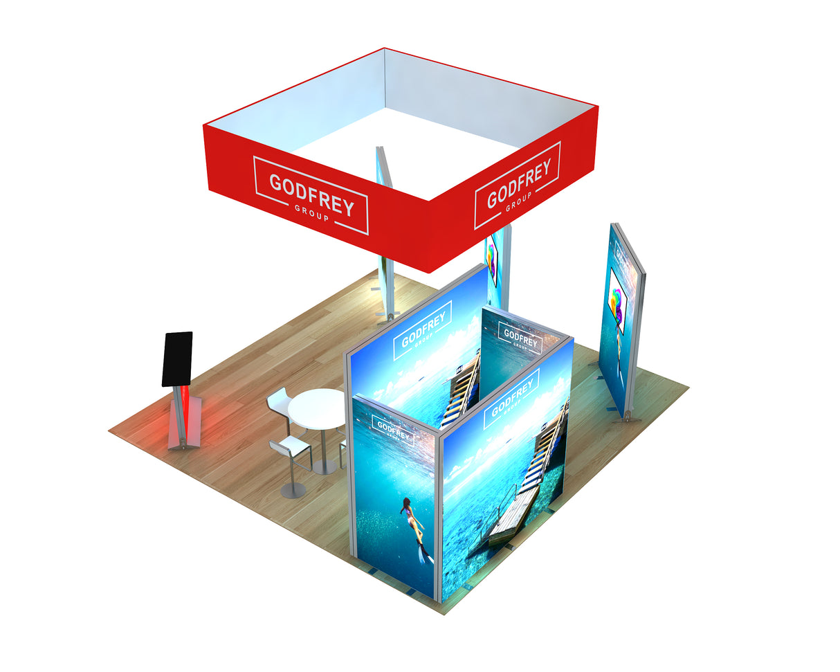 20 x 20 Backlit Exhibit With Storage Closet & Three Freestanding Light Boxes