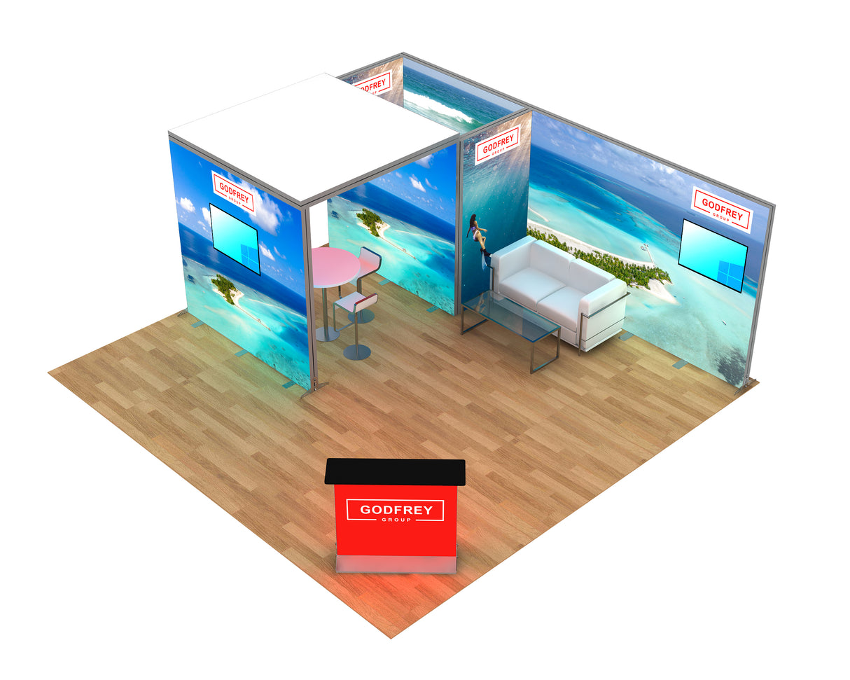 20 x 20 Backlit Exhibit With Storage Closet And Canopy