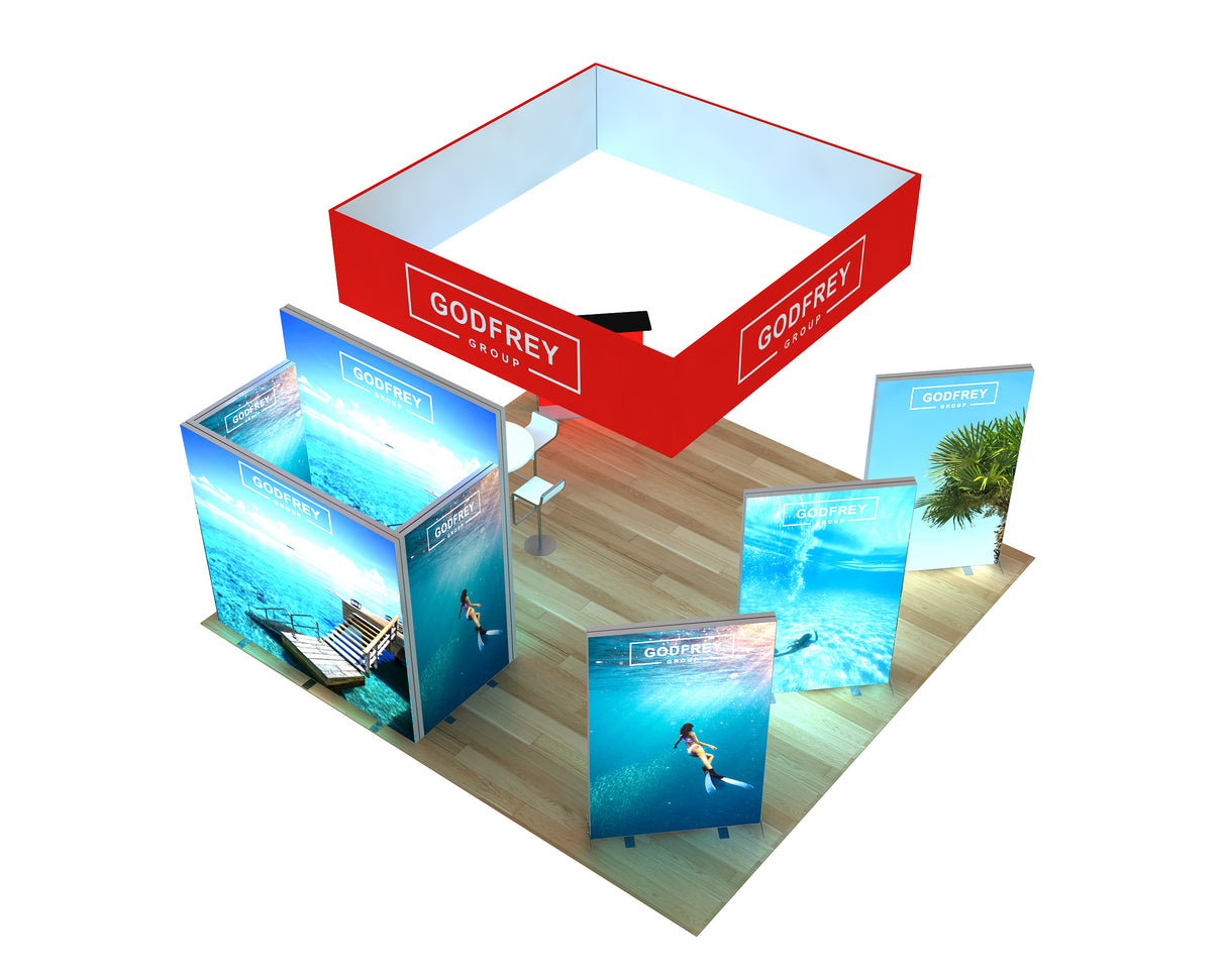 20 x 20 Backlit Exhibit With Storage Closet & Three Freestanding Light Boxes