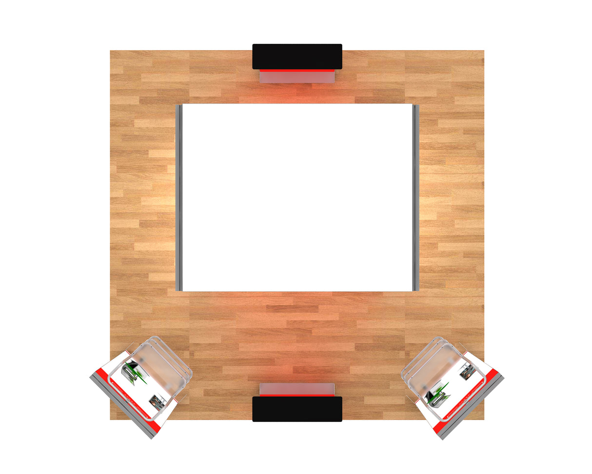 20 x 20 Backlit Exhibit With Canopy and Shelf Modules