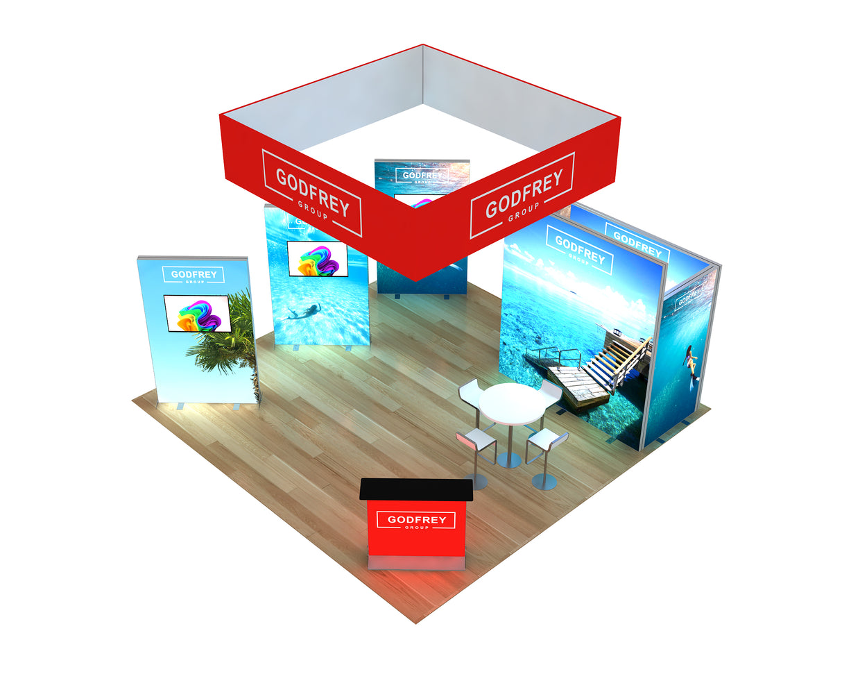 20 x 20 Backlit Exhibit With Storage Closet & Three Freestanding Light Boxes