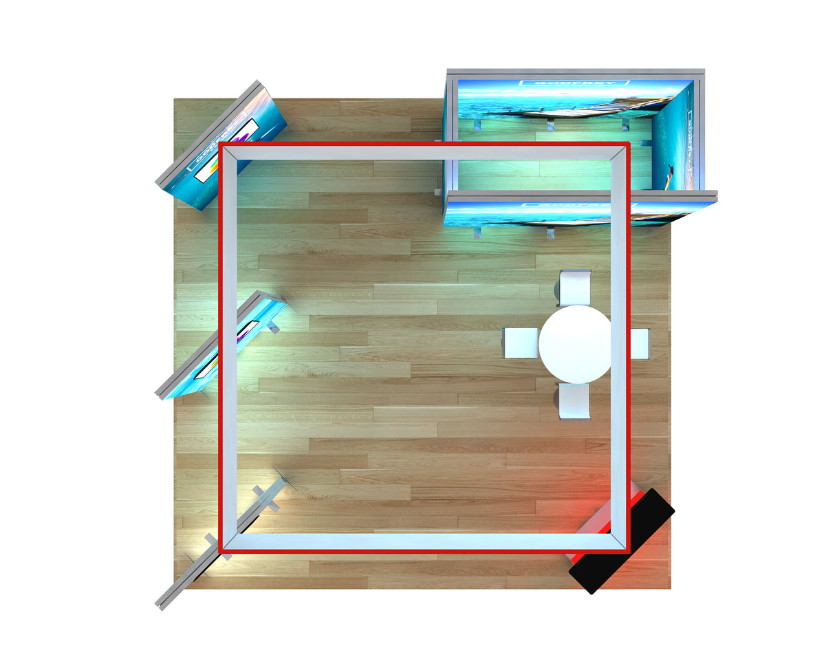 20 x 20 Backlit Exhibit With Storage Closet & Three Freestanding Light Boxes