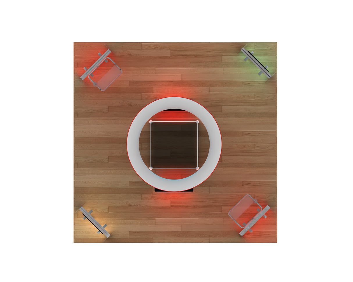 20 x 20 Exhibit With Center Tower and Four Light Boxes