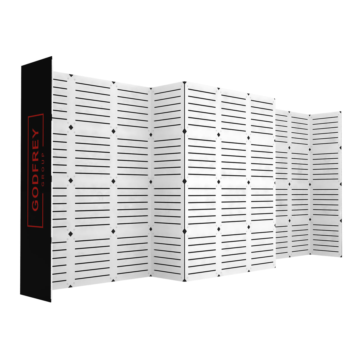 Used 10’x20' Modular Slatwall Display - Optional Graphics and Monitor Mount