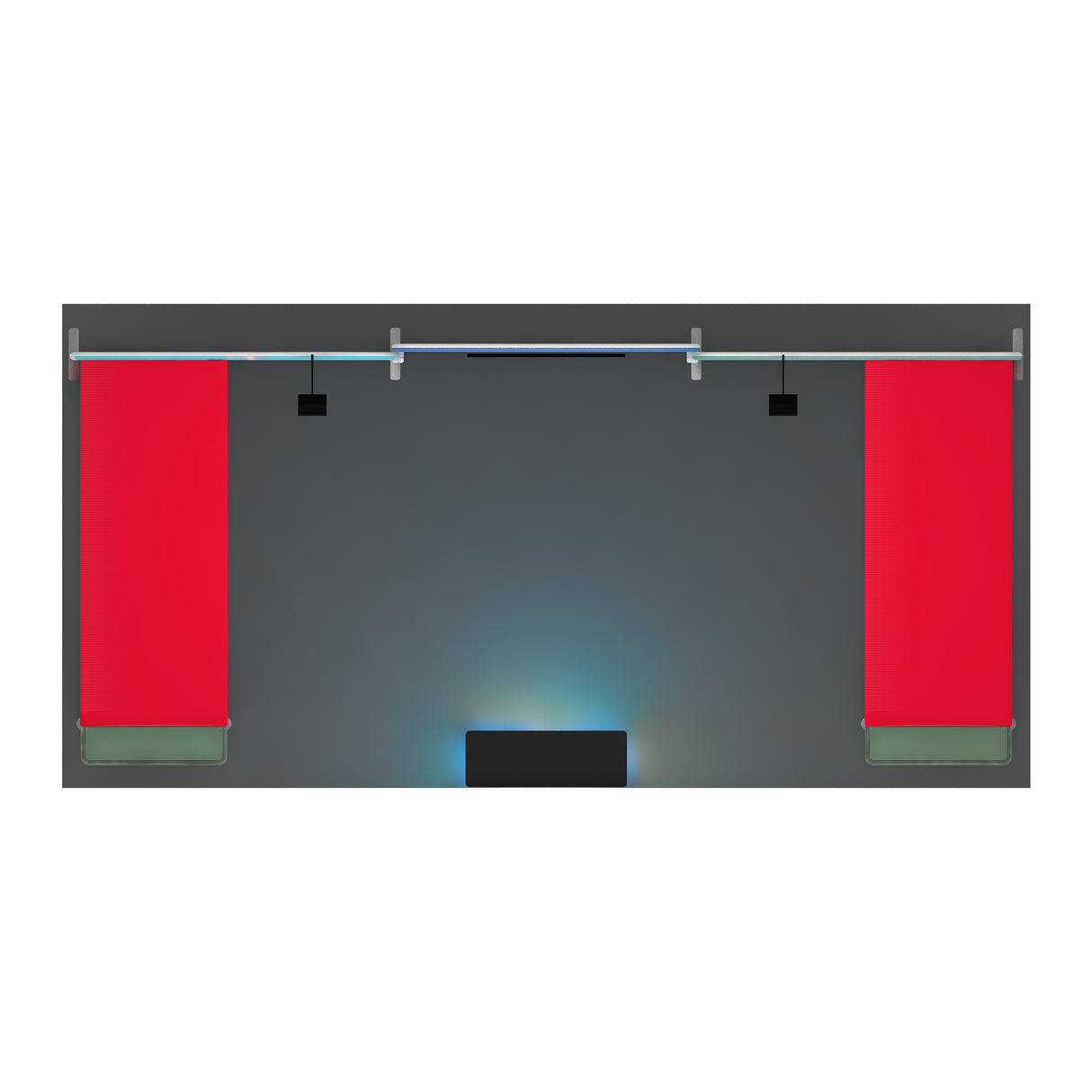 10x20 Exhibit With Two Shelving Modules and Monitor Mount