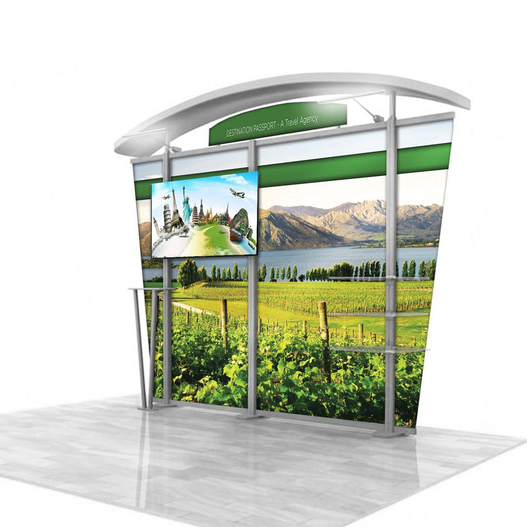 10' Modular Hybrid Display With Monitor Mount & Arch Top - Godfrey Group