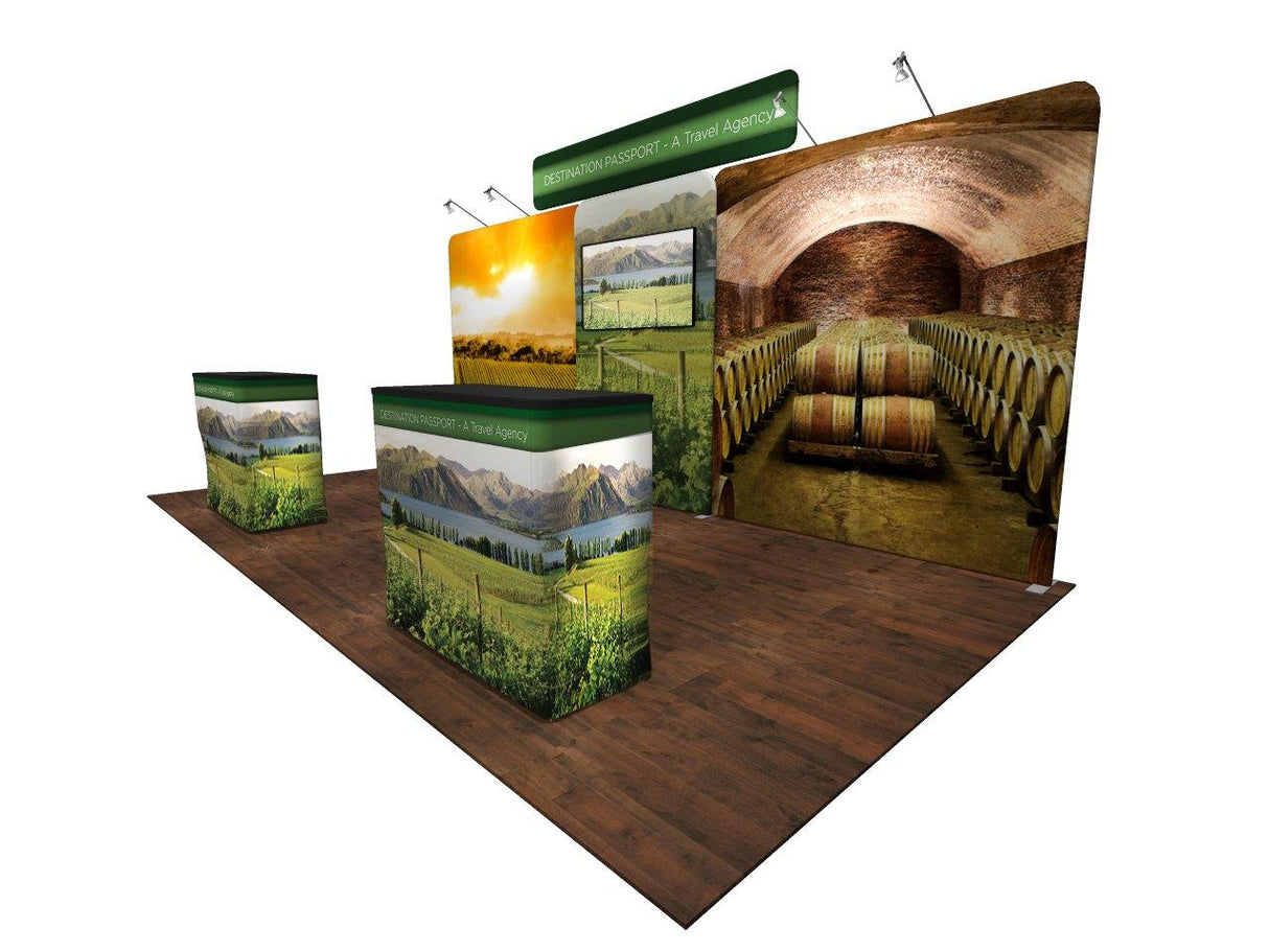 20' Tensioned Fabric Backwall With Monitor Mount - Godfrey Group