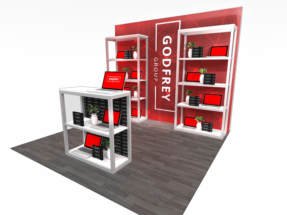 10' Trade Show Shelf Display with LEDs | Godfrey Group
