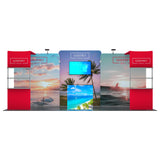 10x20 Exhibit With Two Shelving Modules and Monitor Mount