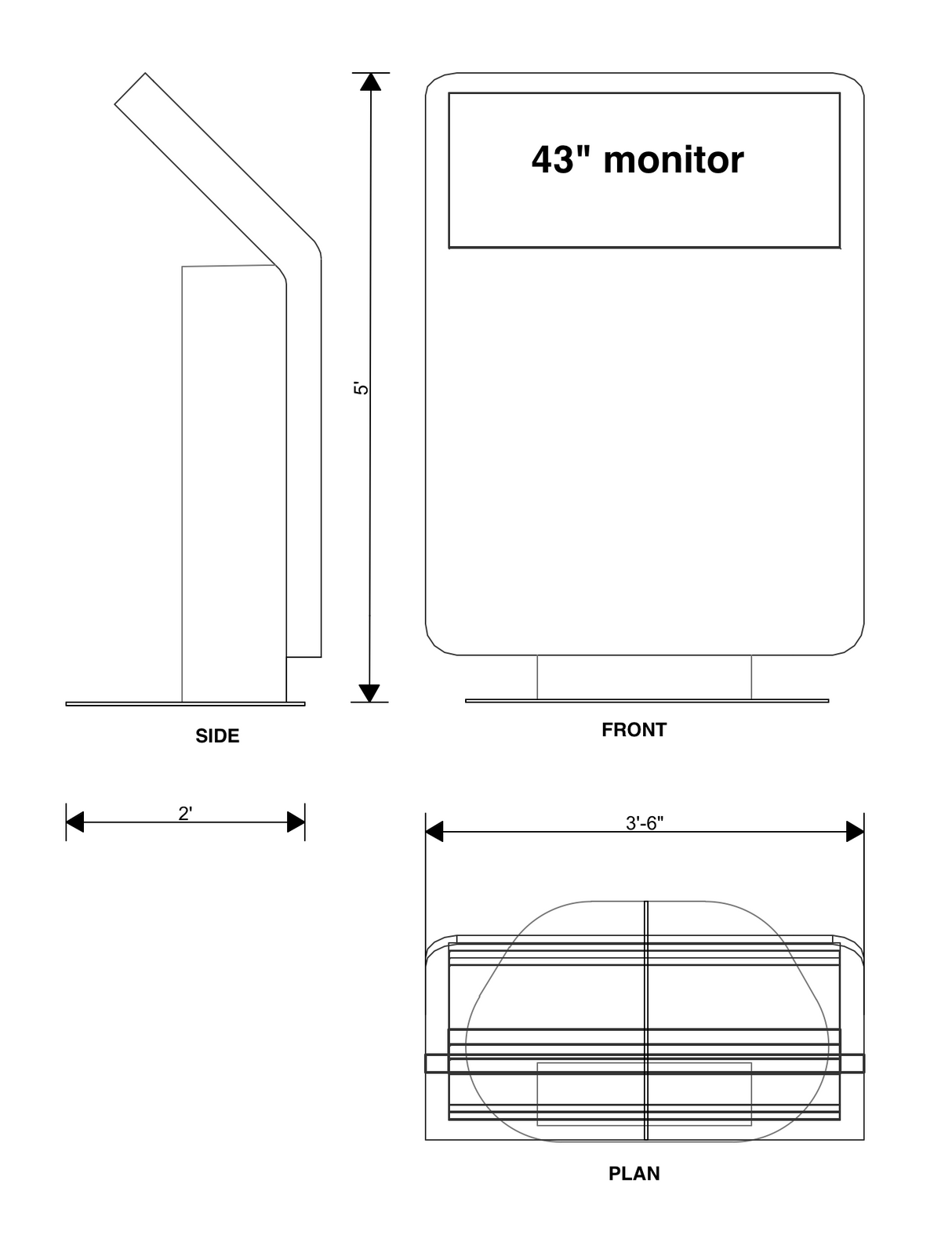 Video/Demo Kiosk -43" Monitor With Angled Stand