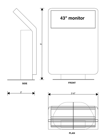 Video/Demo Kiosk -43" Monitor With Angled Stand