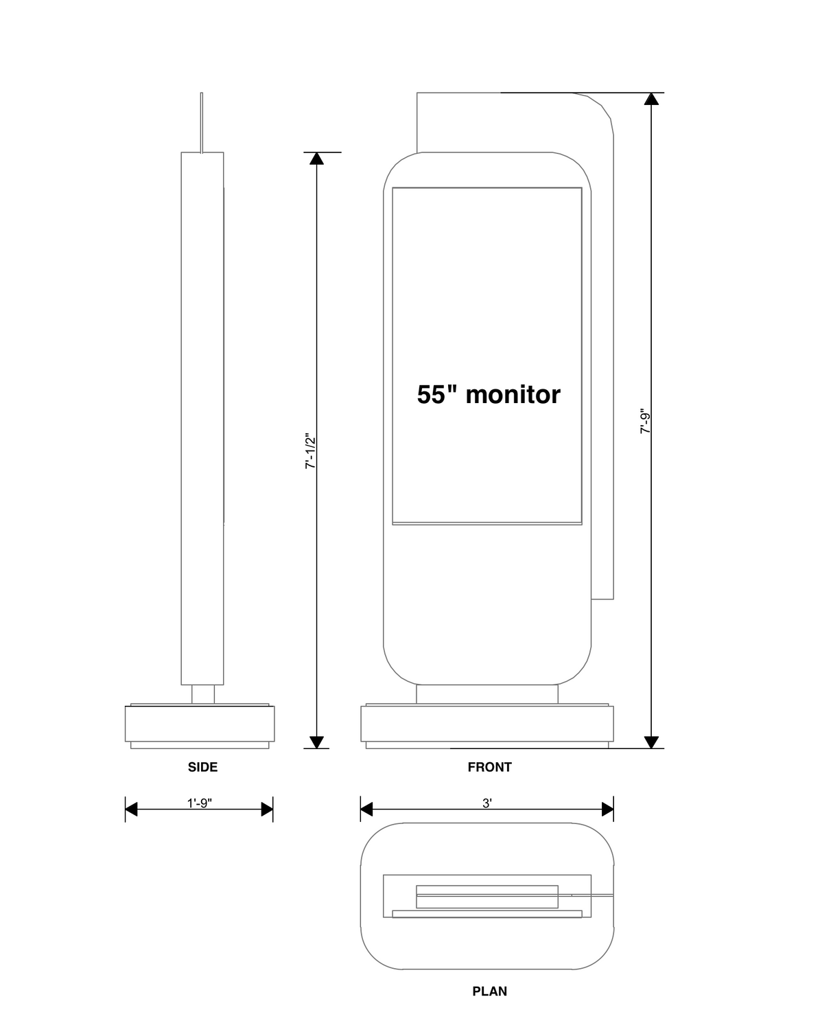 Video Kiosk 55" Monitor With Branded Header Panel - Portrait Orientation