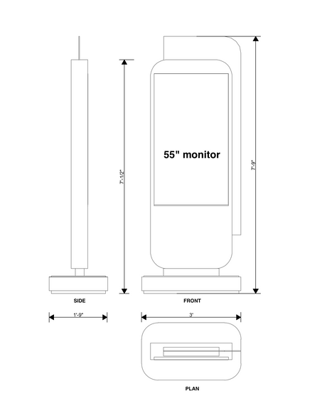 Touch Screen Kiosk 55" Monitor With Branded Header Panel - Portrait Orientation