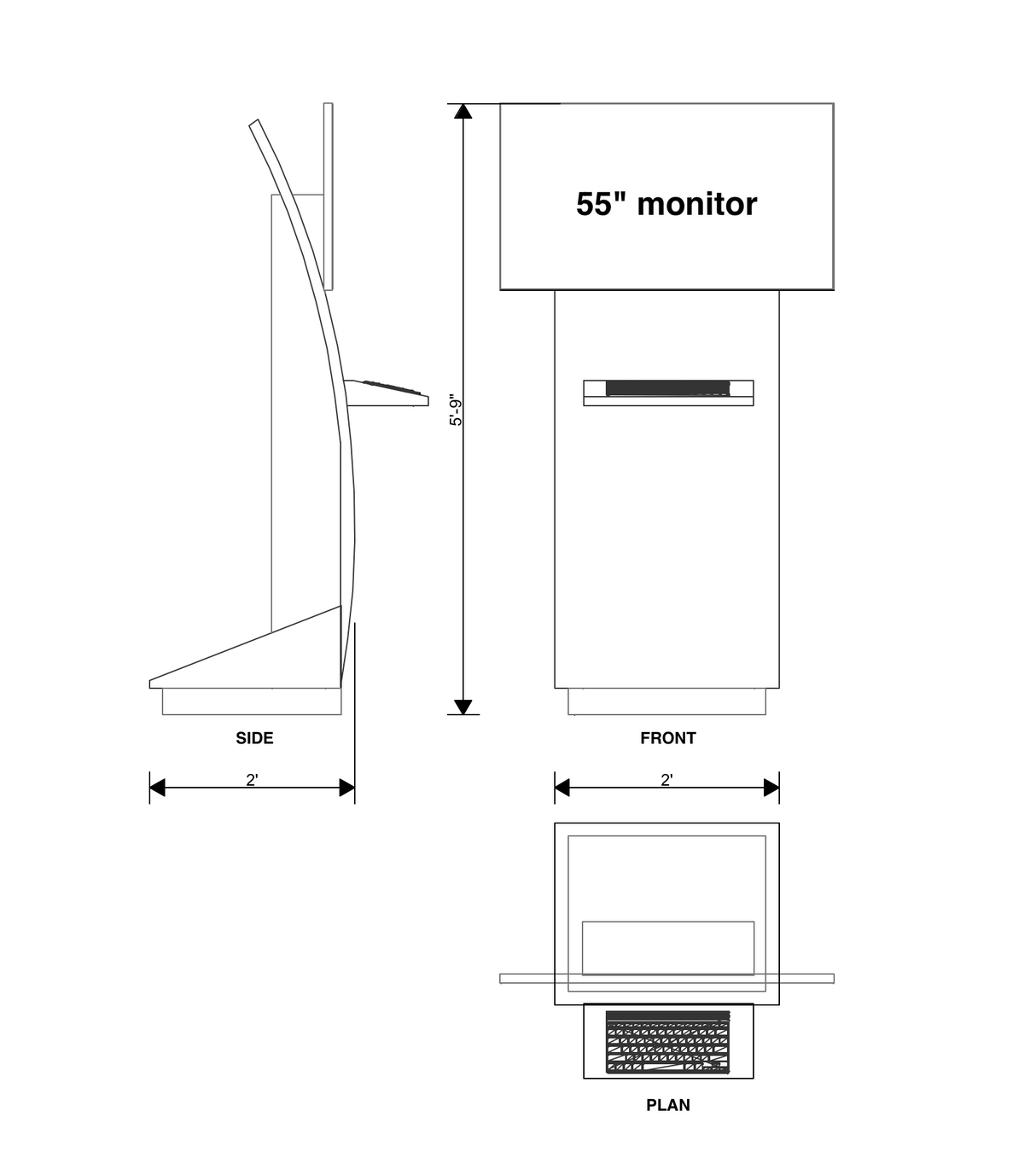 Video/Demo Kiosk -55" Monitor and Keyboard Shelf
