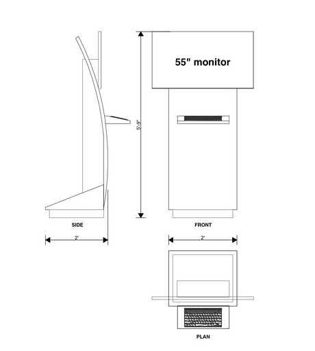 Video/Demo Kiosk -55" Monitor and Keyboard Shelf