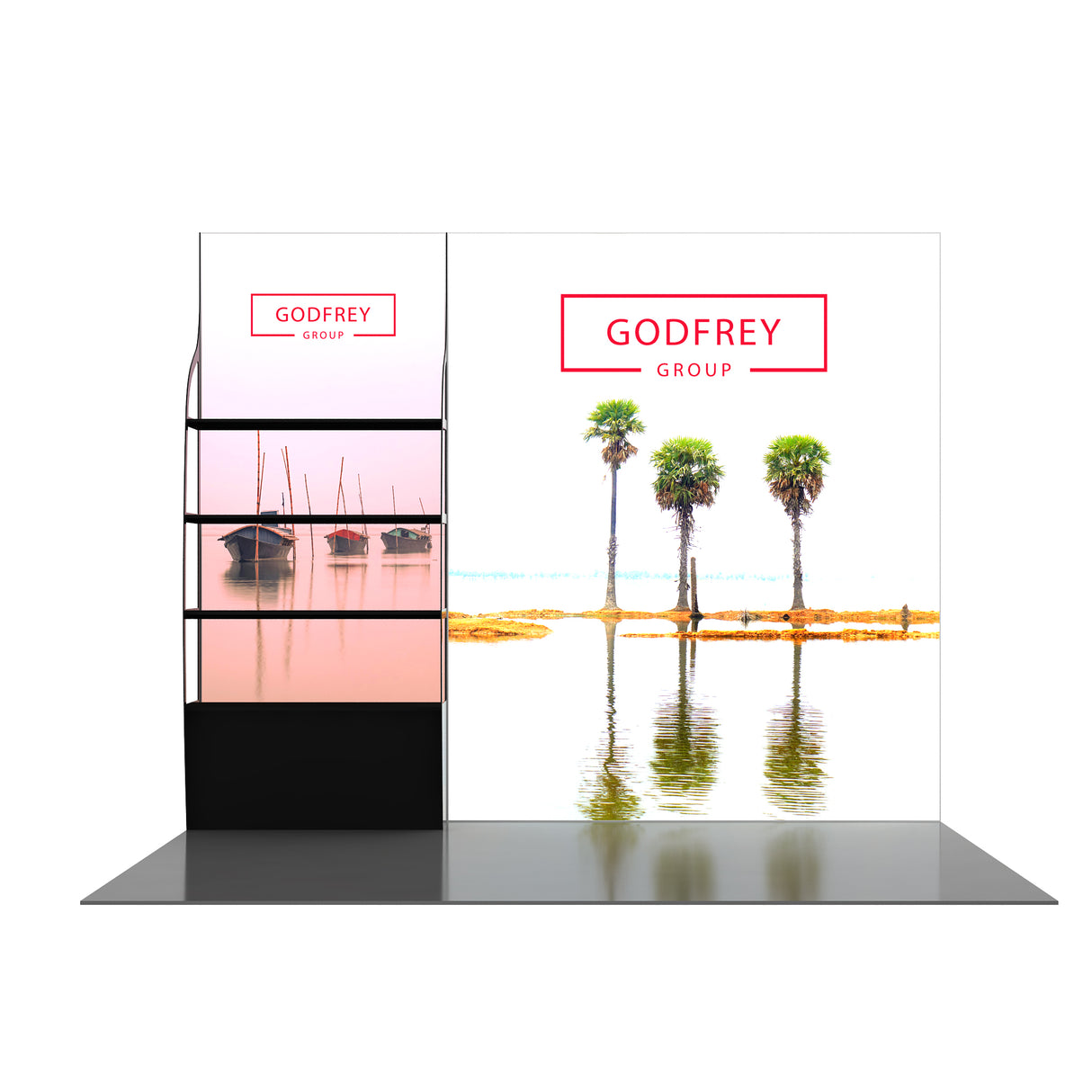 10' Backlit Shelf Display With Two Lightboxes - Godfrey Group