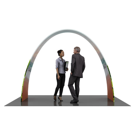 Arch with printed fabric graphics, approx. 10'w x 7.5'h