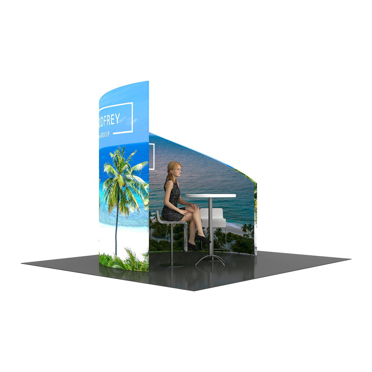Curved wall with single sided graphic