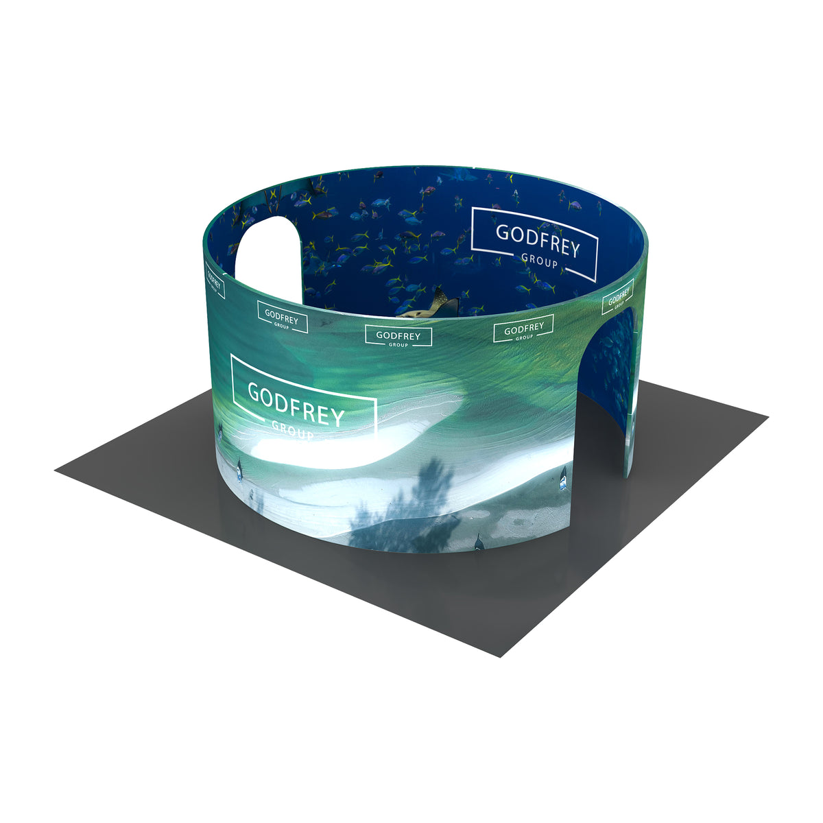 Room structure with printed fabric graphics
