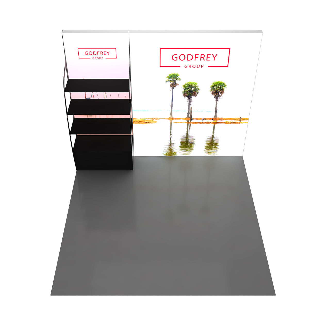 10' Backlit Shelf Display With Two Lightboxes - Godfrey Group