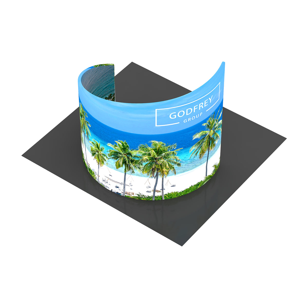 Curved wall with single sided graphic