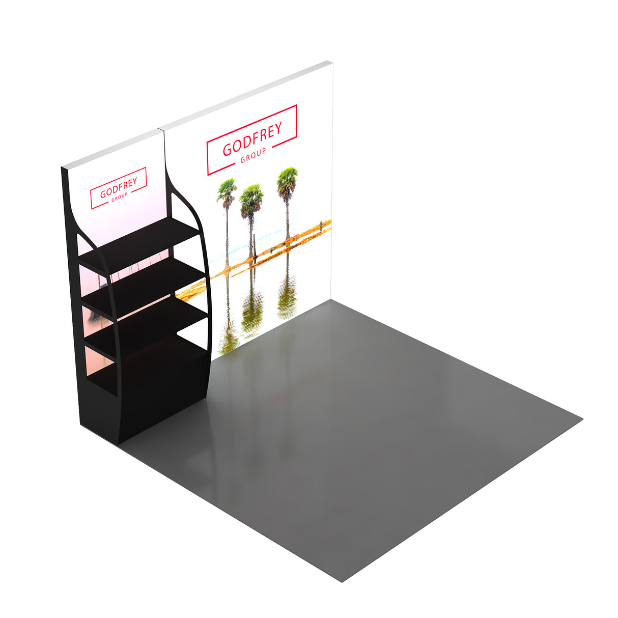 10' Backlit Shelf Display With Two Lightboxes - Godfrey Group
