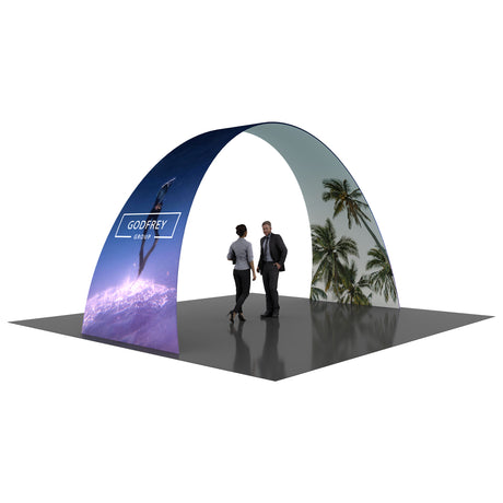Arch with printed fabric graphics, approx. 20'w x 11'h