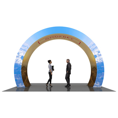 Arch with printed fabric graphics, 12.5'h x 24'w
