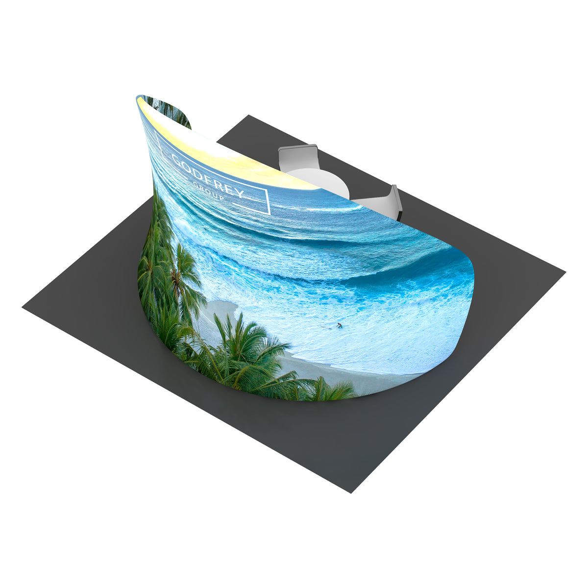 Curved wall with double or single sided graphic